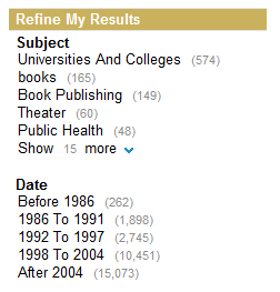 narrow by subject and date