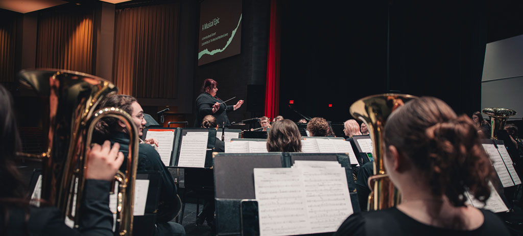 Dr Humphries conducting the symphonic band