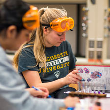 Science students work in a lab