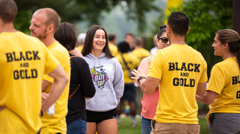 New students at Manchester attend Black & Gold Day in the summer before their first year, an orientation event where they register for classes, check out their residence halls and learn the ropes of college.