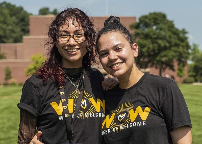 2 Students Pose for a photo during the Week of Welcome