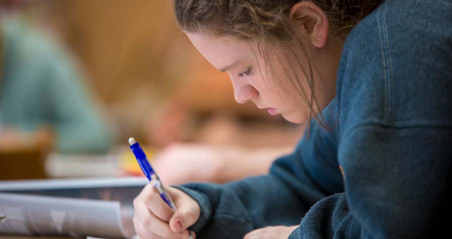 A student studies at The Math Center