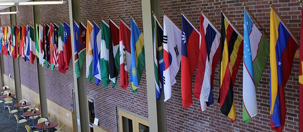 International flag display in Haist Commons