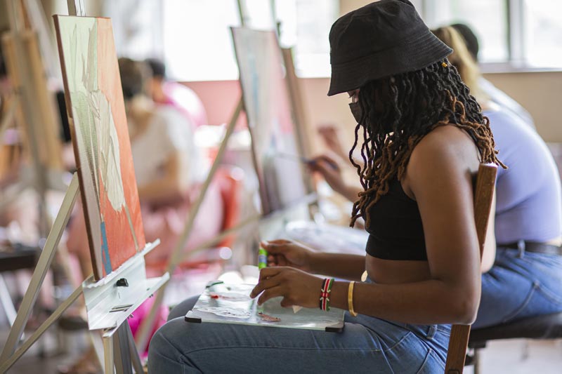 Students participating in class