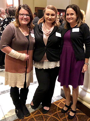 Kayla Carver, Northrop High School teacher Melissa Hirsch and Associate Dean of Academic Affairs Stacy Erickson-Pesetski.