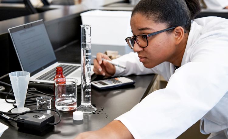 Student working in lab