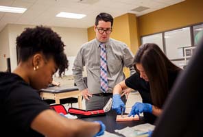 Lucas Dargo supervises his students during experiential learning