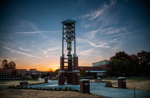 The MU Chime Tower at sunset