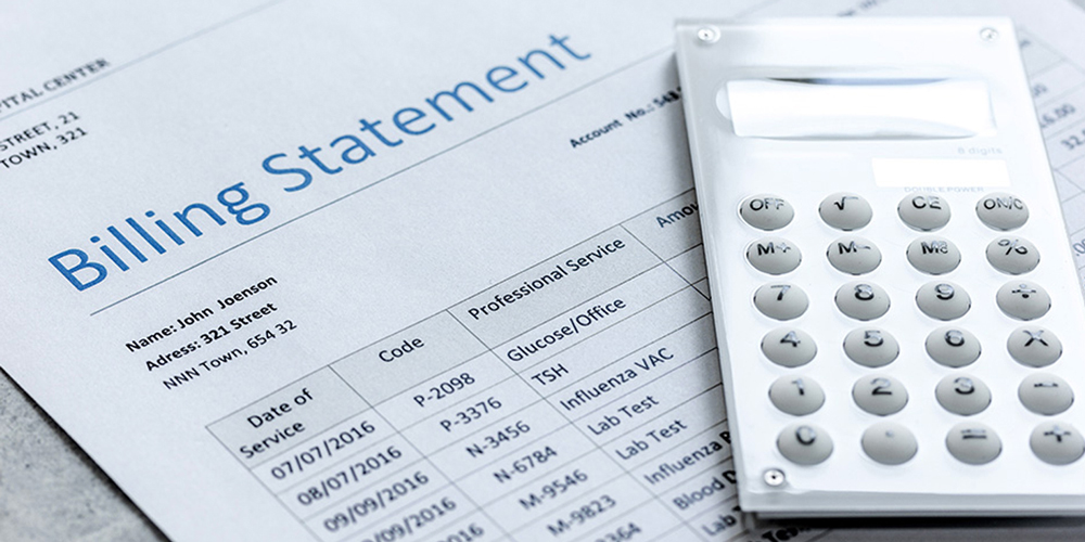 Image of a billing statement with a calculator
