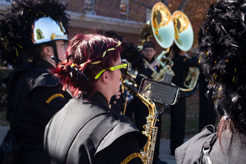 Image of the Spartan Marching Pride warming up on Homecoming Week.