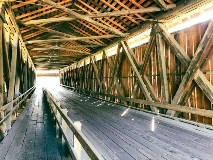 Walk across the Eel River on the covered bridge