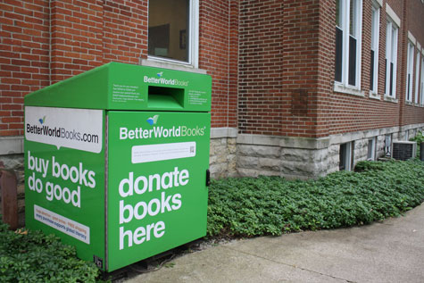The donation bin is behind the Administration Building on the North Manchester campus.