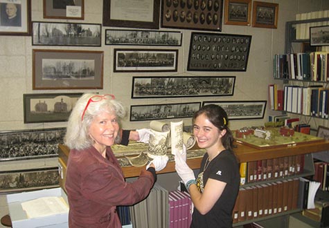MU Archivist Jeanine Wine and Kelley Brenneman during her student days at Manchester.