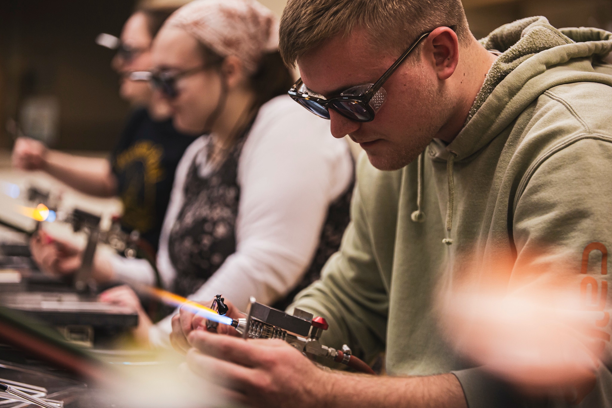 art student glass blowing art students glass blowing