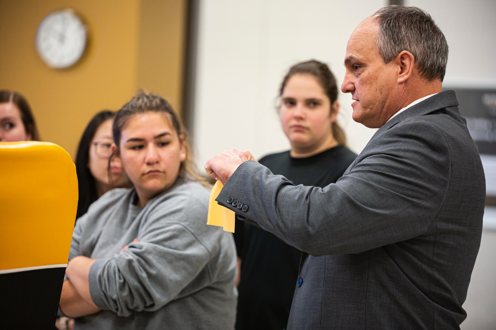 Athletic Training students in lab classroom with professor