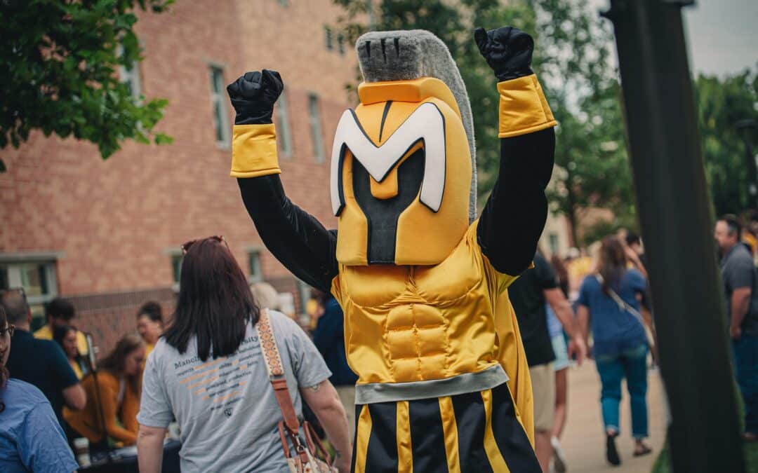 Manchester University celebrates mascot Manny’s birthday