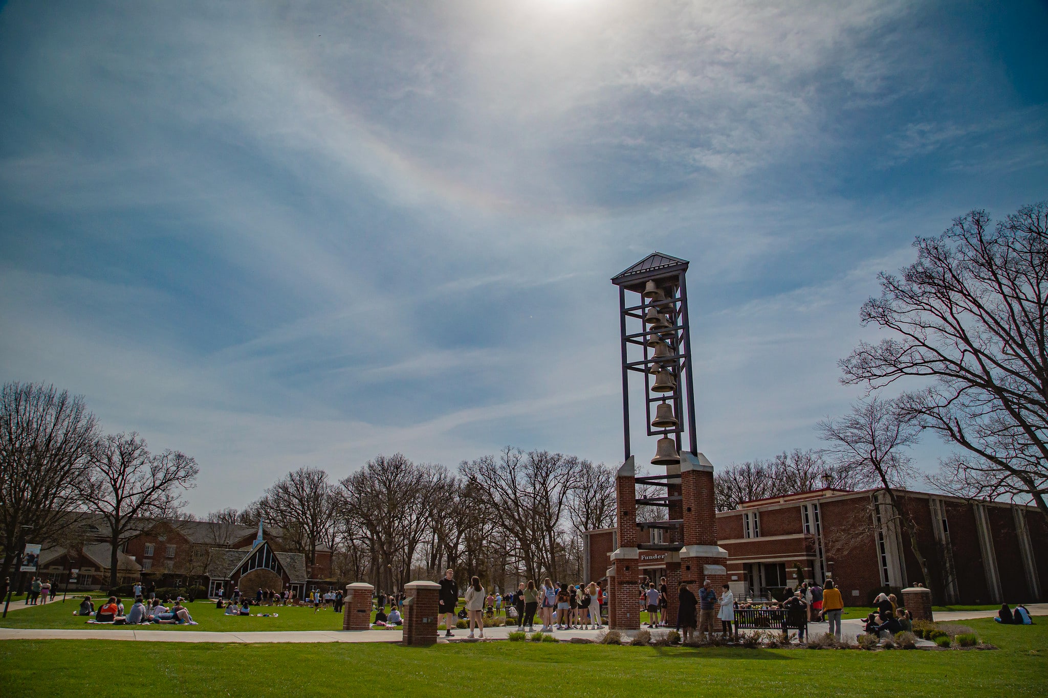bell tower on the Manchester University Campus