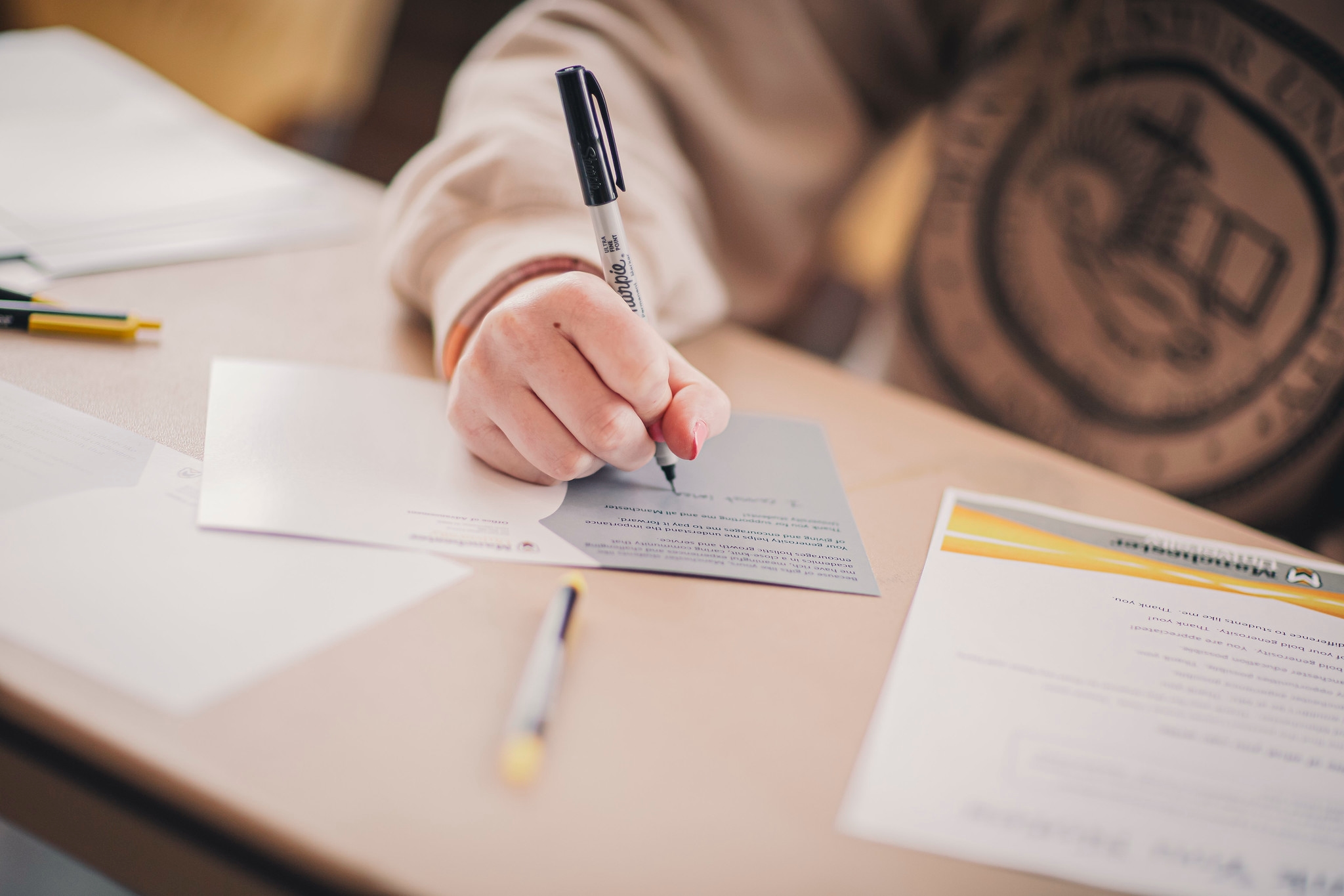 student filling out a form