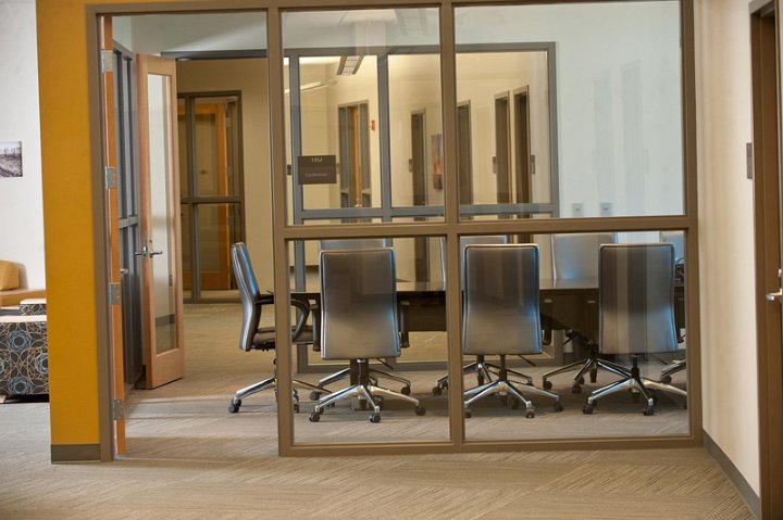 Conference room with table and chairs