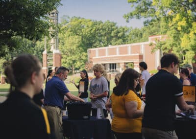 Admitted students learning more about campus life during Black and Gold day