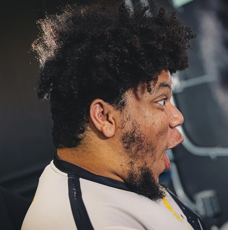 Student celebrates a win with a huge shout.