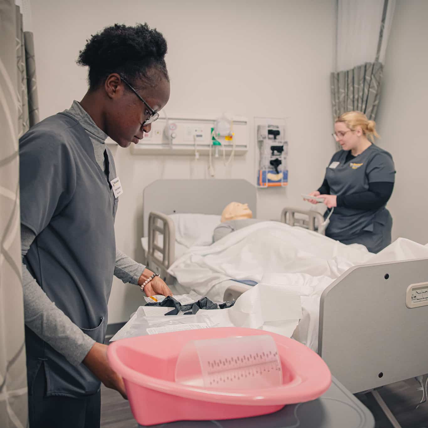 Dr. Jeff Beer demonstrates in the Pre-Athletic Training lab on Manchester Campus.