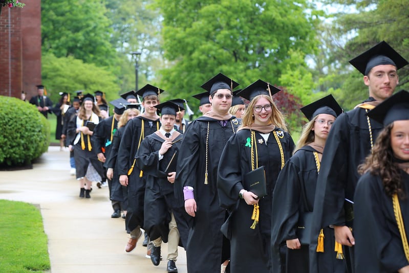 parade of students after graduation