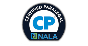 Certified Paralegal NALA badge displays CP in the center.