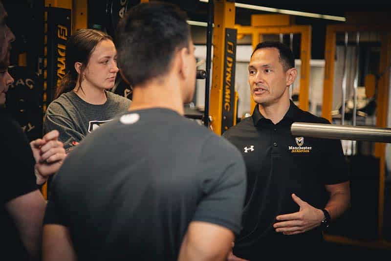 MU Instructor Josh Brock teaches in the HP lab on North Manchester Campus' "The PERC"